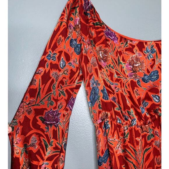 Alexis Marseille Asymmetrical Hi-Low Floral Dress/Gown Red Floral Size Small - Picture 6 of 11